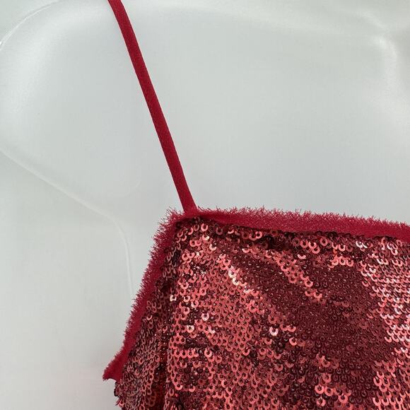 Free People Time To Shine Allover Sequin Slip Dress Size XS Red Mini Glam Grunge - Picture 6 of 13